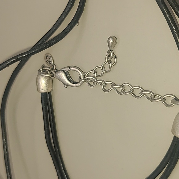Black rope necklace with silver color pendant by premier design - Picture 5 of 7